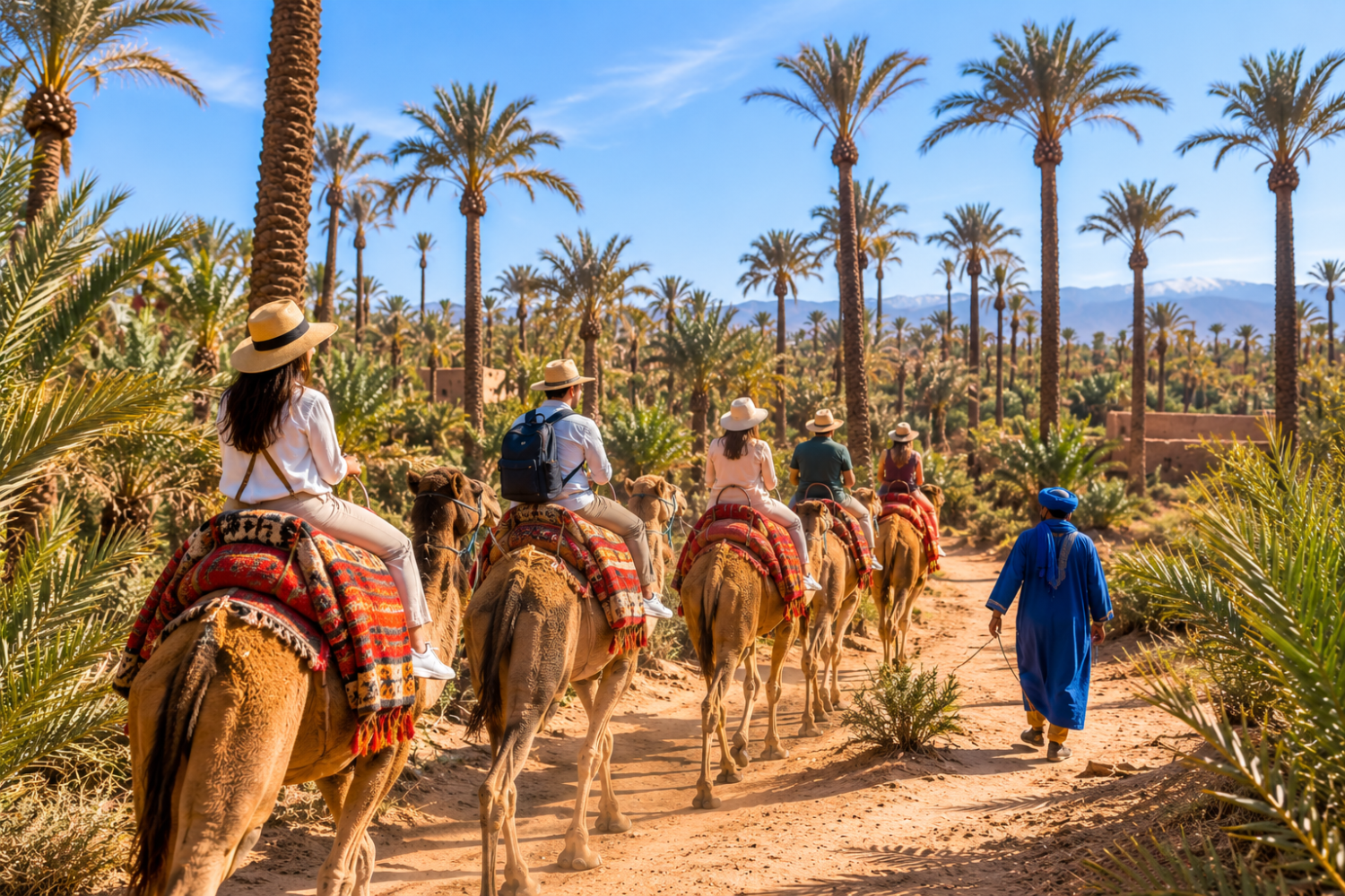 Camel ride through Marrakech Palmeraie